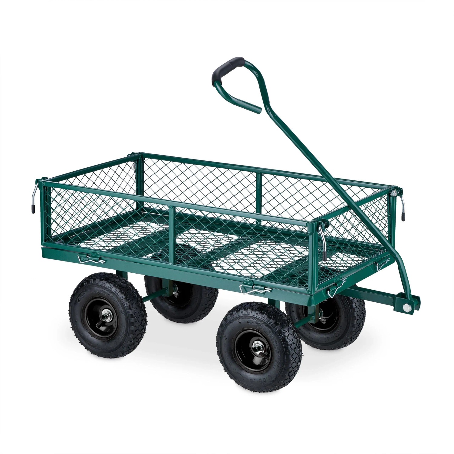 Relaxdays Handwagen Stahl Dunkelgrün Klappbar 50 cm x 50 cm x 110 cm 14,7 kg