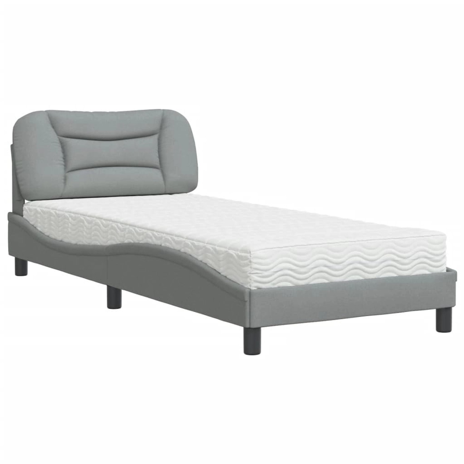 vidaXL Bett mit Matratze Hellgrau 90x200 cm Stoff2008627 günstig online kaufen