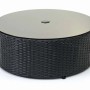 Runder Tisch der MCW Poly-Rattan Garnitur E17 in Schwarz mit Glasplatte für Lounge-Gartenmöbel.