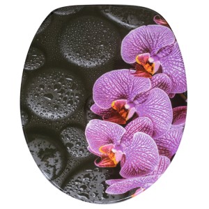 Sanilo WC-Sitz Madeira mit Absenkautomatik, Holz, Orchideen-Design.