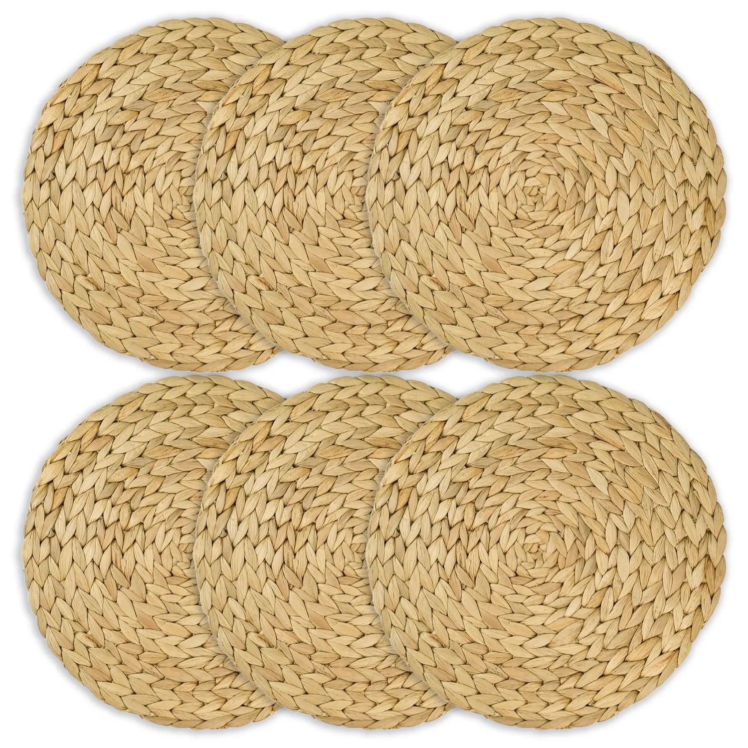 HMF 37230-S6 Tischset Rund Geflochten aus Wasserhyazinthe Platzset Abwaschb günstig online kaufen