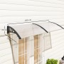 Transparentes Outsunny Pultvordach aus Polycarbonat über einer Tür, 195x75 cm, mit schwarzem Rahmen. Fenster-Zubehör.