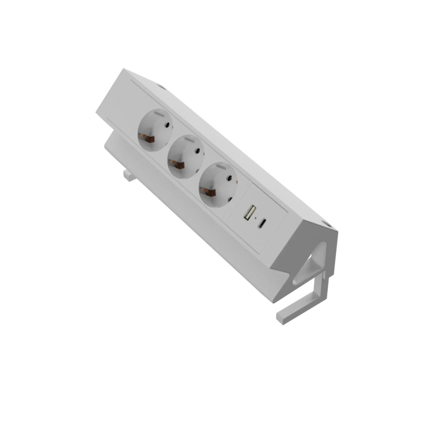 Kalb 3er Aufsatzsteckdose mit USB-A/C für Möbel & Elektroinstallation.