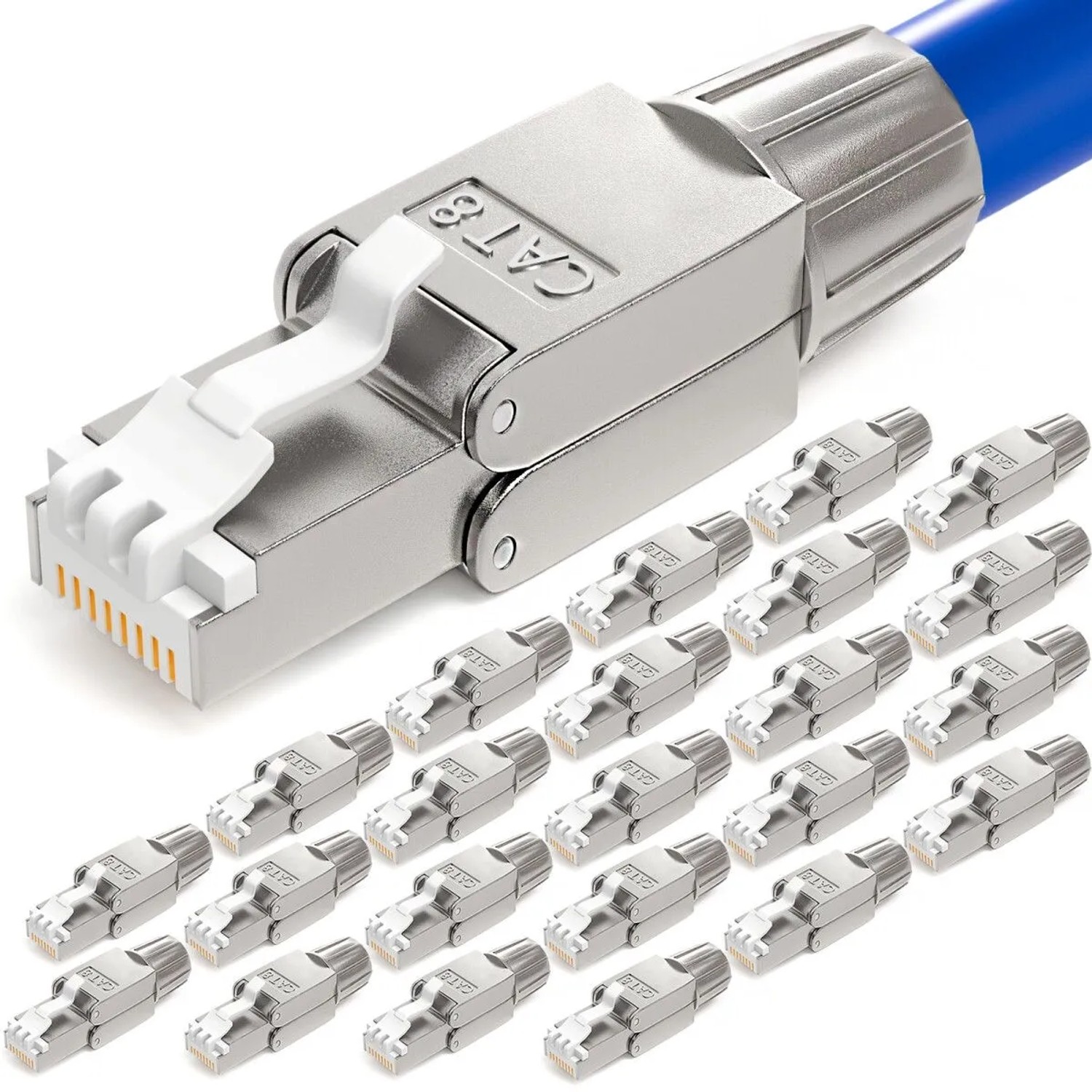 hb-digital 24x Netzwerkstecker CAT 8 RJ45 LSA STP Kontakte Vergoldet 50u