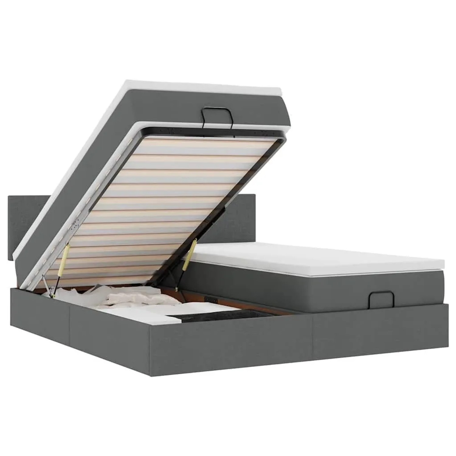 vidaXL Ottoman-Bett mit Matratzen Dunkelgrau 180x200 cm Stoff 3311974