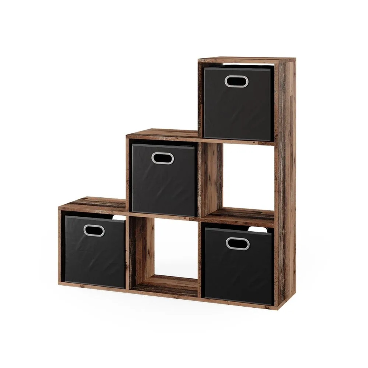 Vicco Treppenregal Antikholz 107 x 108 mit 4 Faltboxen Art Nr 36999