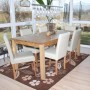 6er-Set MCW Esszimmerstühle Littau in Creme mit hellen Holzbeinen am Esstisch.