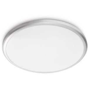 Weiße, runde Philips LED-Deckenleuchte Spray, 17W, 2700K, IP44. Geeignet für Feuchträume.