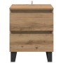 Nachttisch Artisan-Eiche aus Holzwerkstoff mit zwei Schubladen und dunklen Standfüßen. Modernes Design für Schlafzimmer.