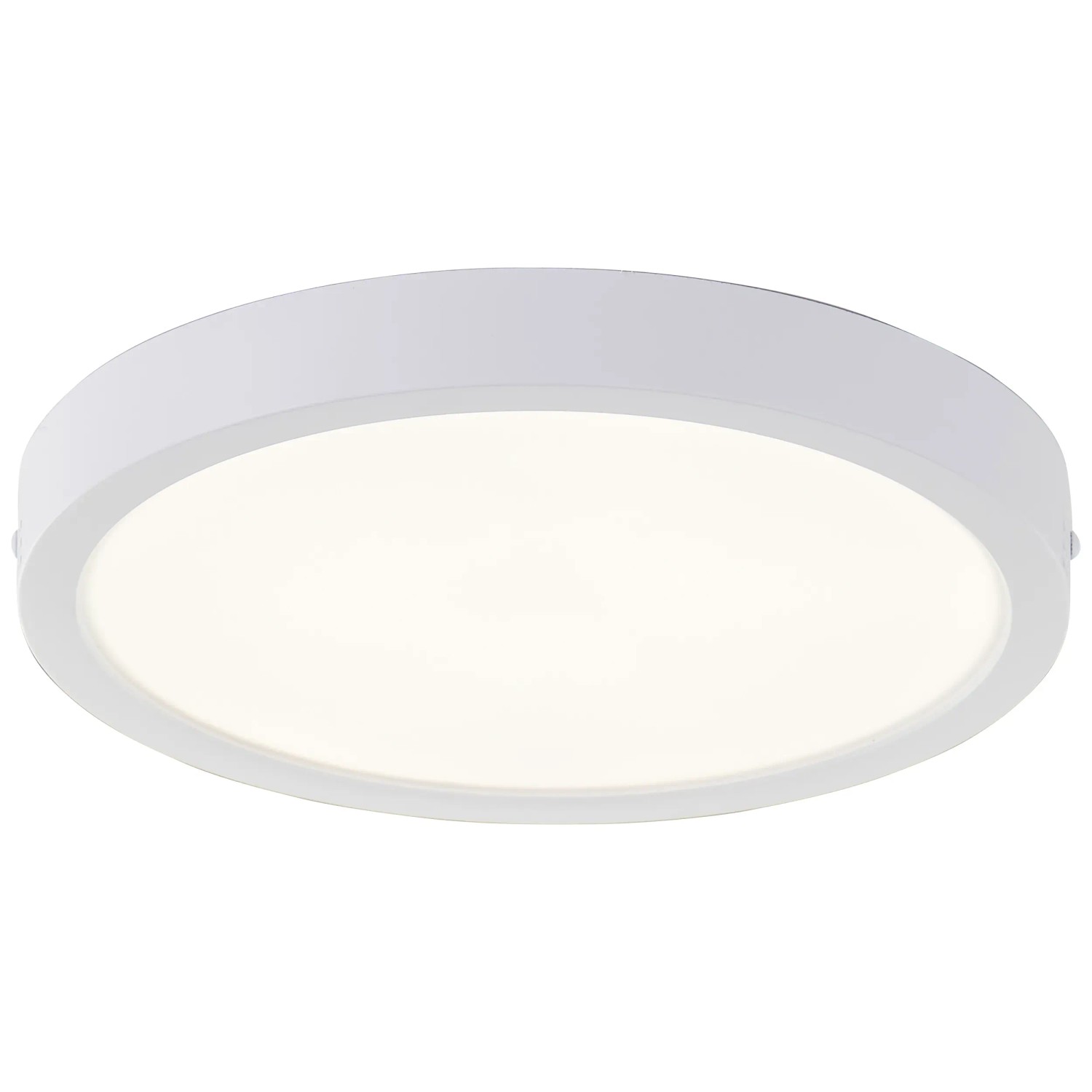 Weiße, runde LED-Deckenleuchte Varano, 27,5 cm Durchmesser, für Wohnräume und Badezimmer.