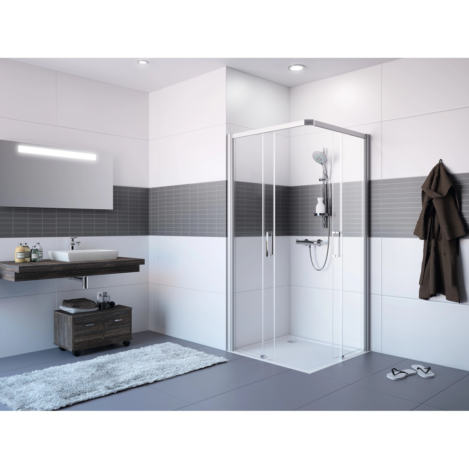 Hüppe Gleittüreckeinstieg EasyEntry 2-tlg. BxH: 80 cm x 200 cm Silber Hochglanz