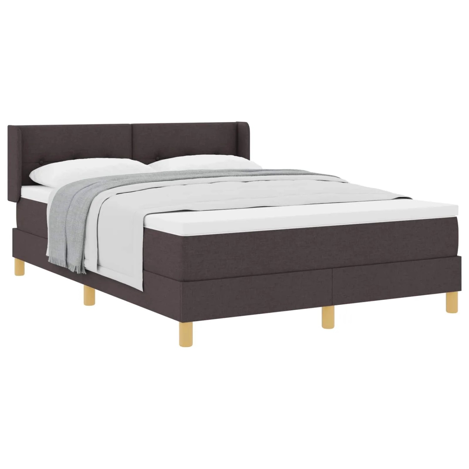 vidaXL Boxspringbett mit Matratze Dunkelbraun 190 x 140 cm Polyester 3341289