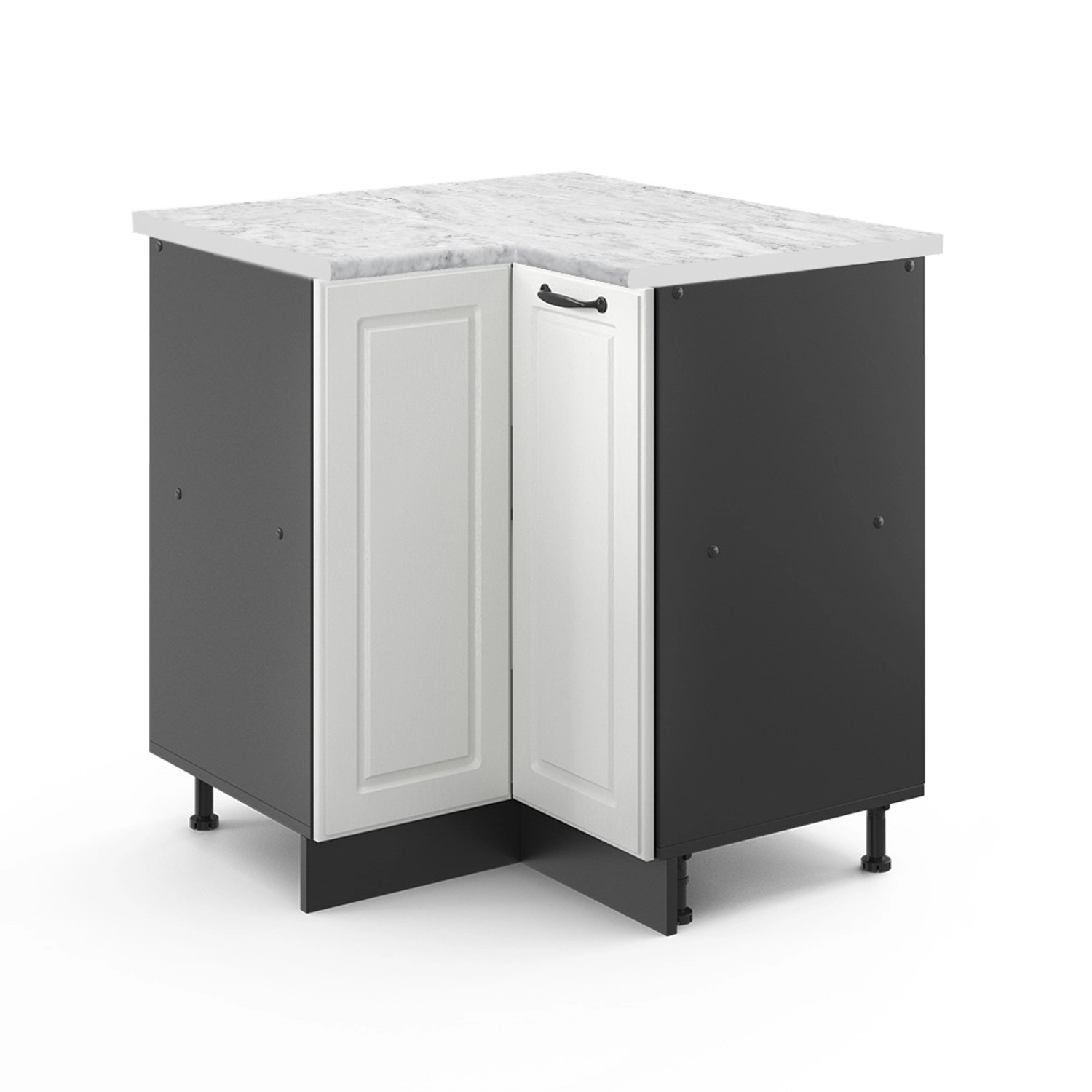 Vicco Eckunterschrank R-Line Weiß Landhaus/Anthrazit 76 cm AP Marmor günstig online kaufen