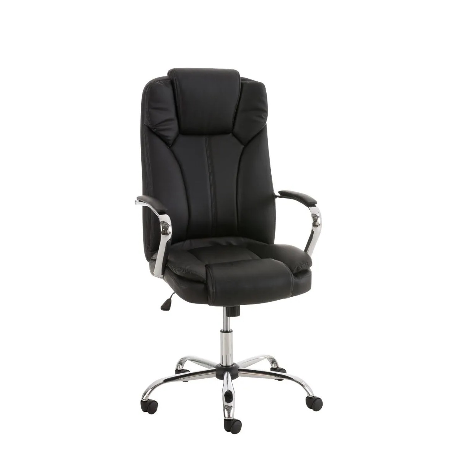 DELUKE Bürostuhl JUBEL 115x62x70 Schwarz Kunstleder Metall In Chromoptik Gestell Ergonomische Bürostühle Homeoffice Stuhl