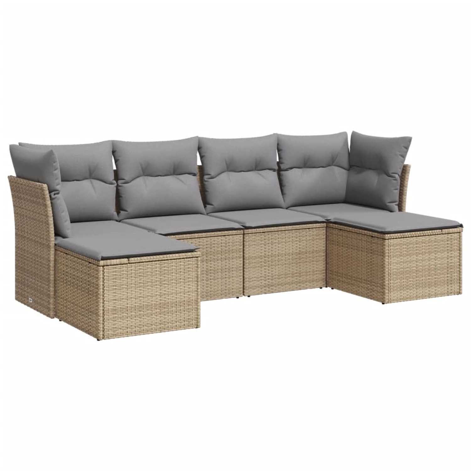 vidaXL 6-tlg Garten-Sofagarnitur mit Kissen Beige Poly Rattan Modell 7 günstig online kaufen