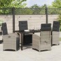 Hellgraue 5-tlg. vidaXL Garten Essgruppe aus Poly Rattan mit Tisch und Stühlen.