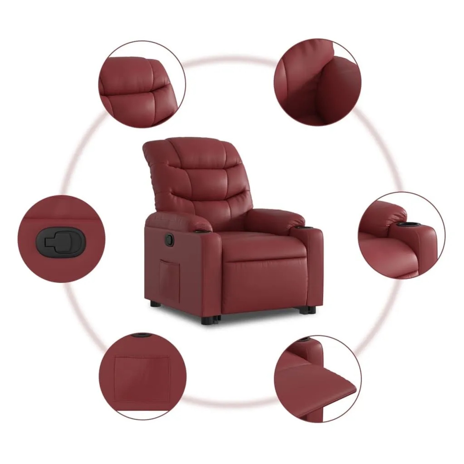 vidaXL Relaxsessel mit Aufstehhilfe Weinrot Kunstleder 3206603_8