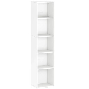 Weißes HOMCOM Bücherregal mit 5 offenen Fächern. Schickes Standregal aus Spanplatte für Bücher & Deko.