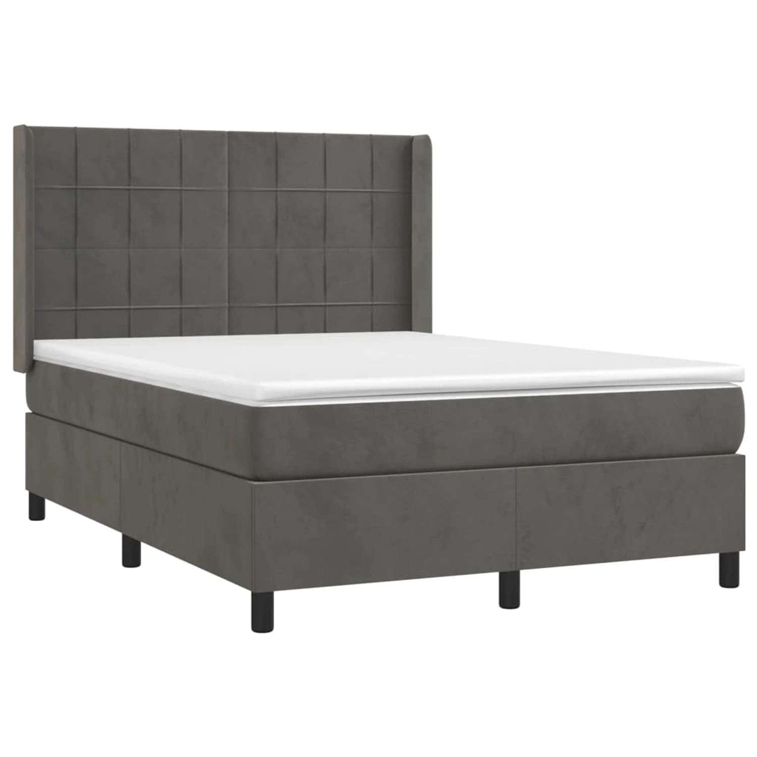 vidaXL Boxspringbett mit Matratze & LED Dunkelgrau 140x190 cm Samt 3139560 günstig online kaufen