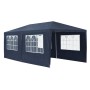 Blaues Juskys Partyzelt 3x6m mit Seitenwänden und Fenstern. Ideal für Gartenpartys und Feste.