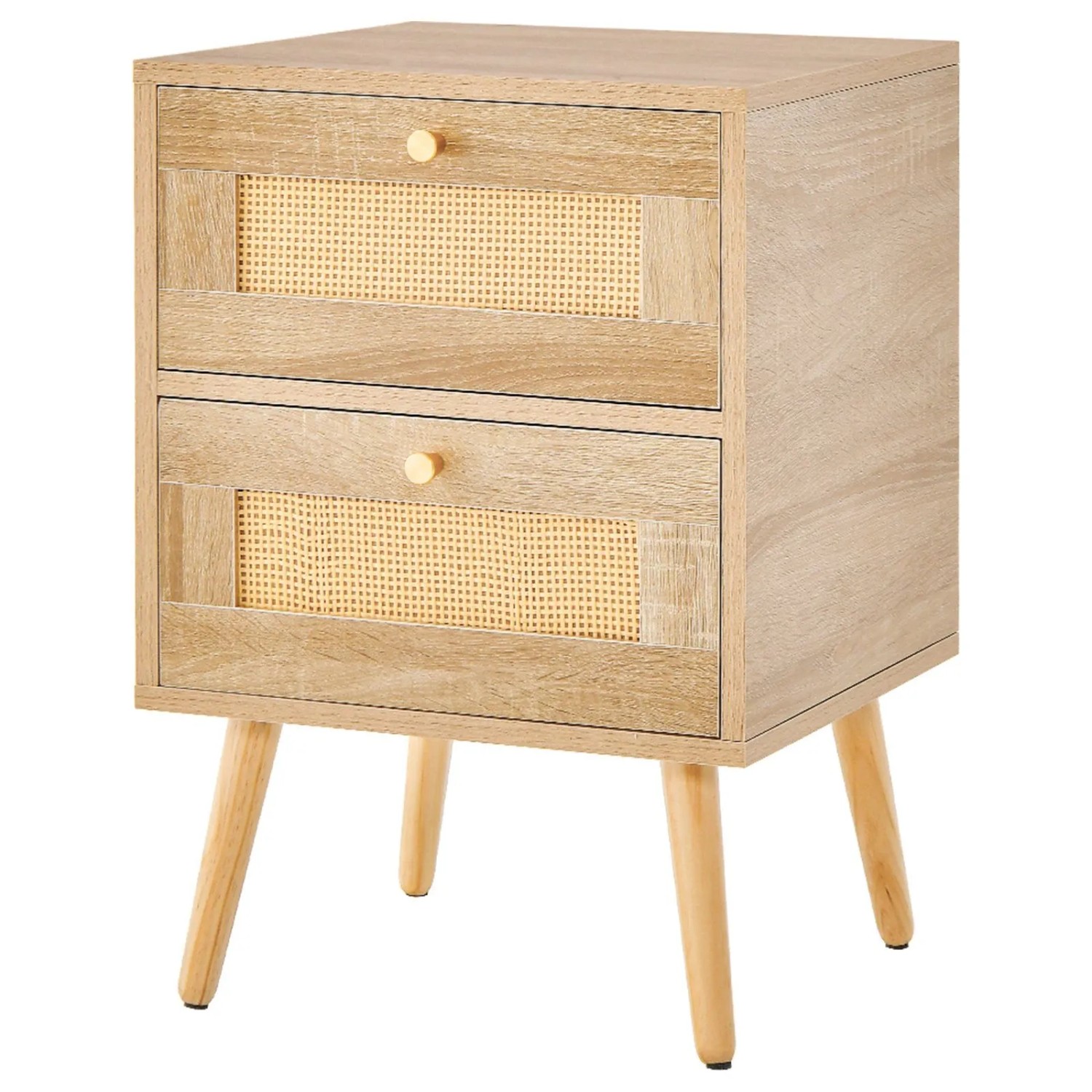 Costway 1 Pcs Nachttisch Nachtschrank mit 2 Schubladen 40 x 40 x 59 cm