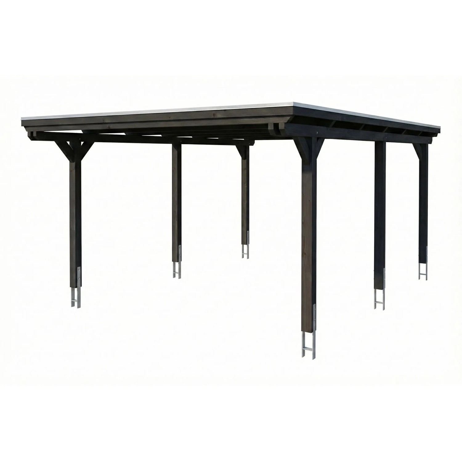 Skan Holz Carport Emsland EPDM-Dach 402 cm x 604 cm Schiefergrau