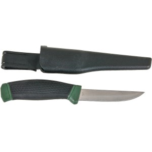 Westline Jagd- und Angelmesser, 21 cm, mit schwarzer Scheide und grün-schwarzem Griff.