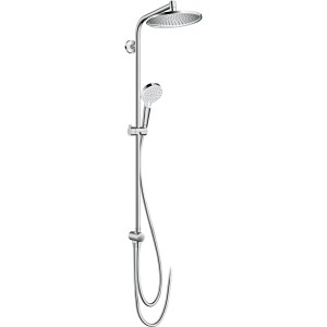 Hansgrohe Crometta Duschsystem mit Kopf- und Handbrause, Chrom/Weiß. Regendusche für Ihr Bad.