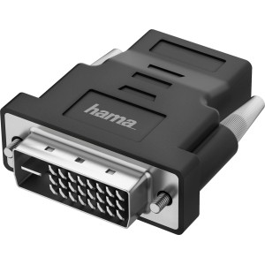 Schwarzer Hama Video-Adapter DVI-Stecker auf HDMI-Buchse für 4K Ultra-HD.