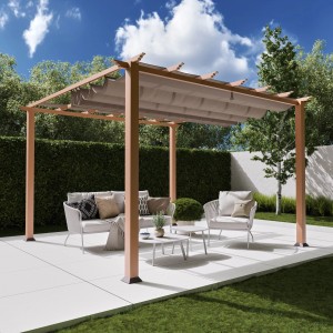 Paragon Outdoor Pergola Florida mit Sonnensegel, Aluminium in Holzoptik, 350x350 cm.