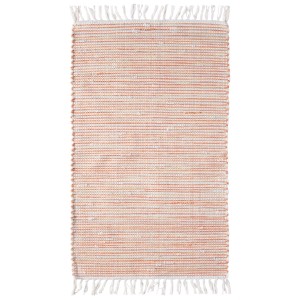 Orangefarbener Wollteppich Kentucky, 60x120 cm, mit Fransen.