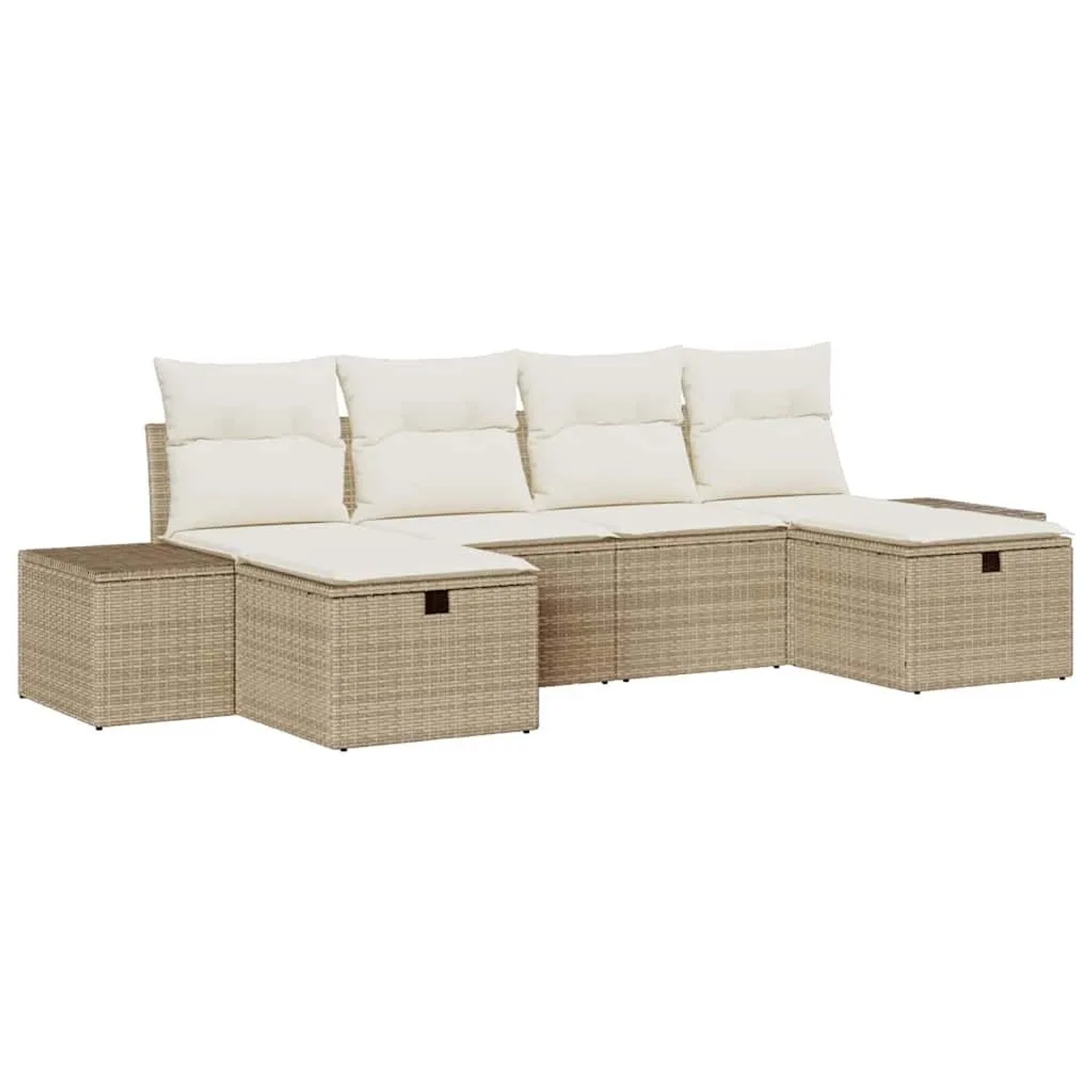 vidaXL Gartensofa-set mit Kissen mit Speicher 6-Tlg Beige Poly-Rattan 33607 günstig online kaufen