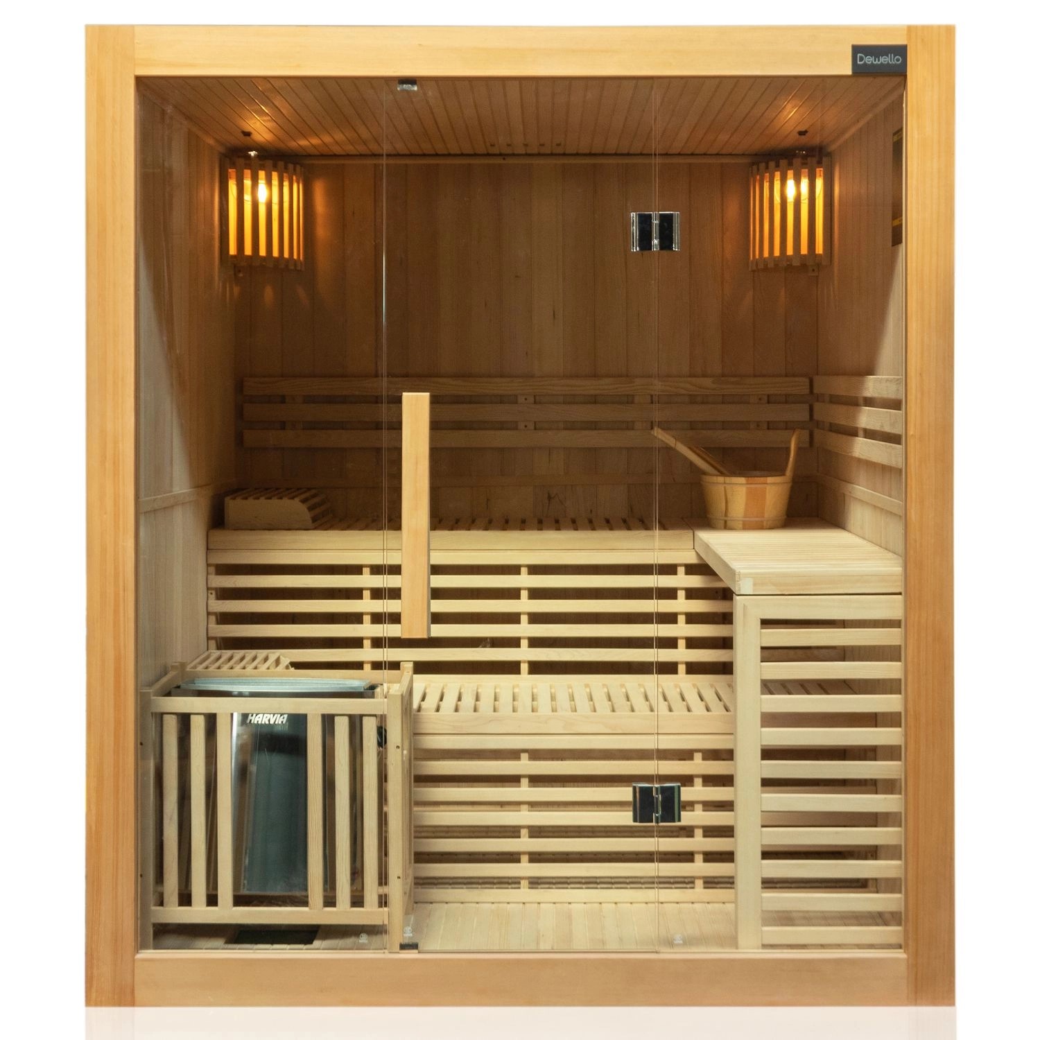 Dewello Finnische Traditionelle Sauna Sarnia 180cm x 140cm 2-4 Personen 6 K günstig online kaufen