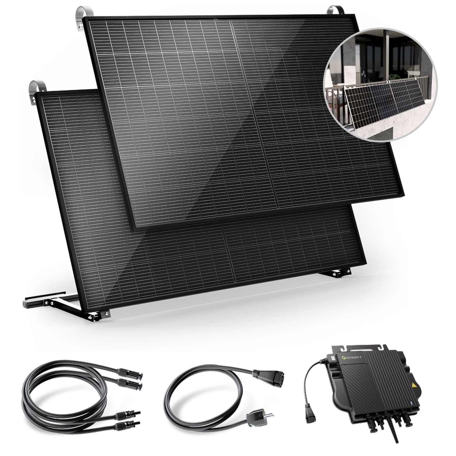 Solakon Balkonkraftwerk 1000W Solaranlage mit Balkonhalterung Steckerfertig günstig online kaufen