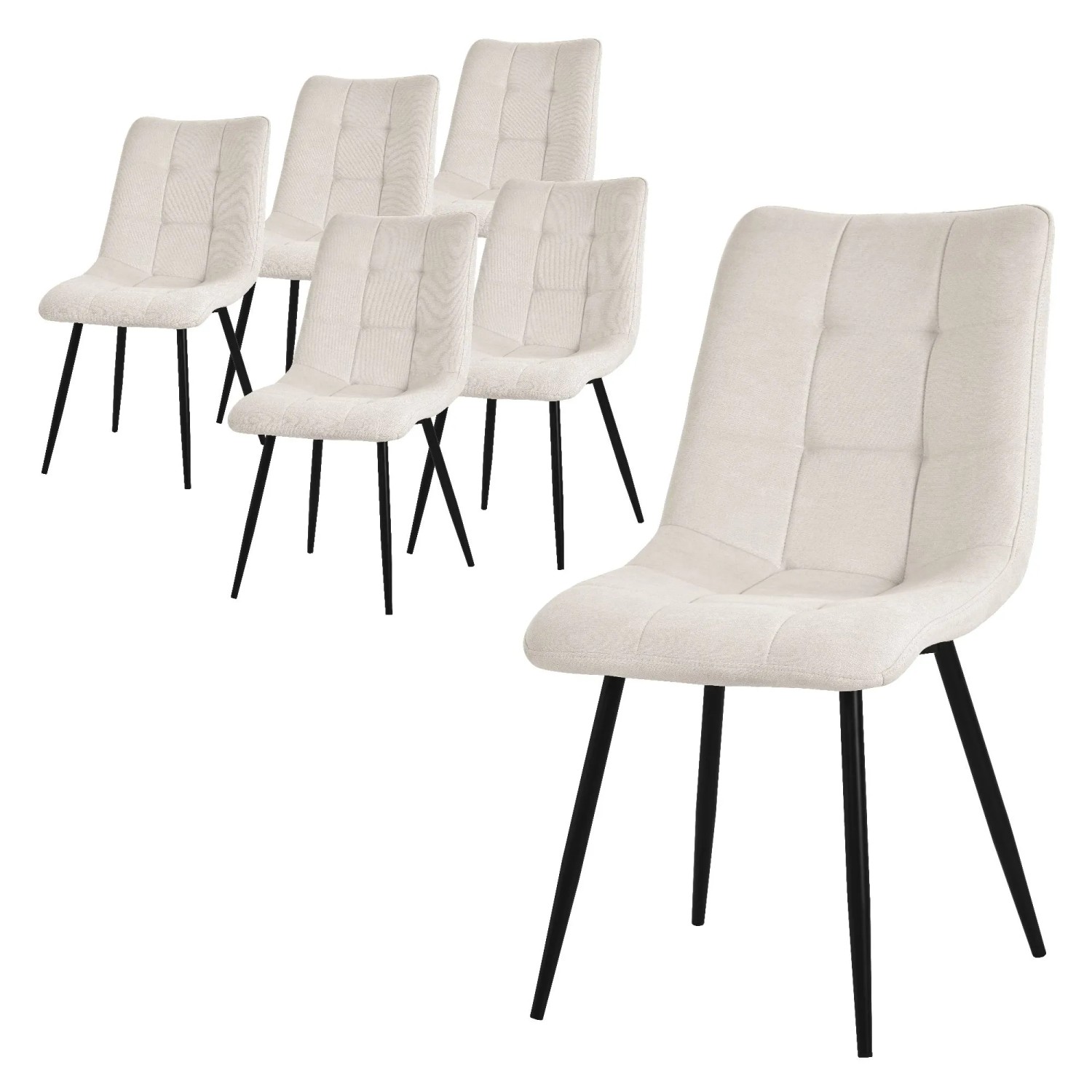 ML-Design Esszimmerstühle 6er Set Beige Stoffbezug Metallbeinen