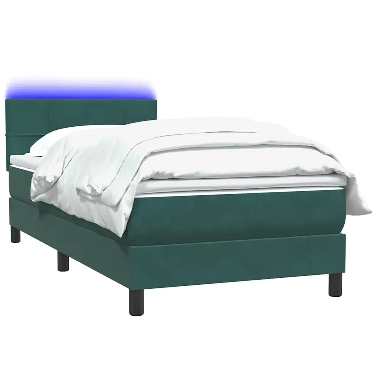 vidaXL Boxspringbett mit Matratze & LED Dunkelgrün 80x220 cm Samt 3316908 günstig online kaufen