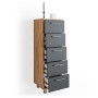 Vicco Badschrank Ilias in Eiche/Anthrazit, 30x95 cm, mit fünf Schubladen für Badutensilien.