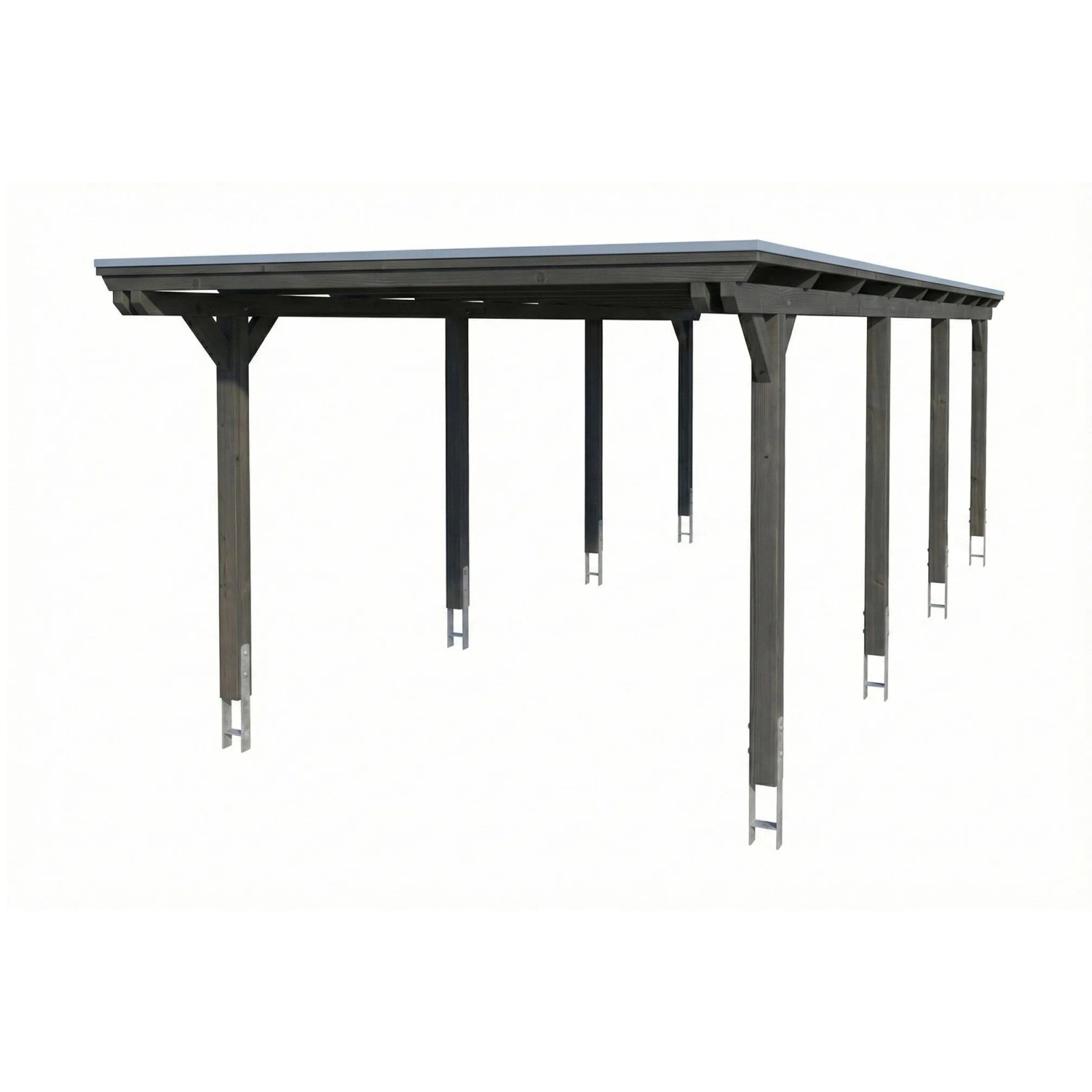 Skan Holz Carport Emsland Stahl-Dachplatten 340 cm x 846 cm Schiefergrau