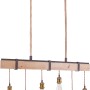 Pendelleuchte Mucha mit sechs Leuchten, Holz und Metall im Industrial Style.