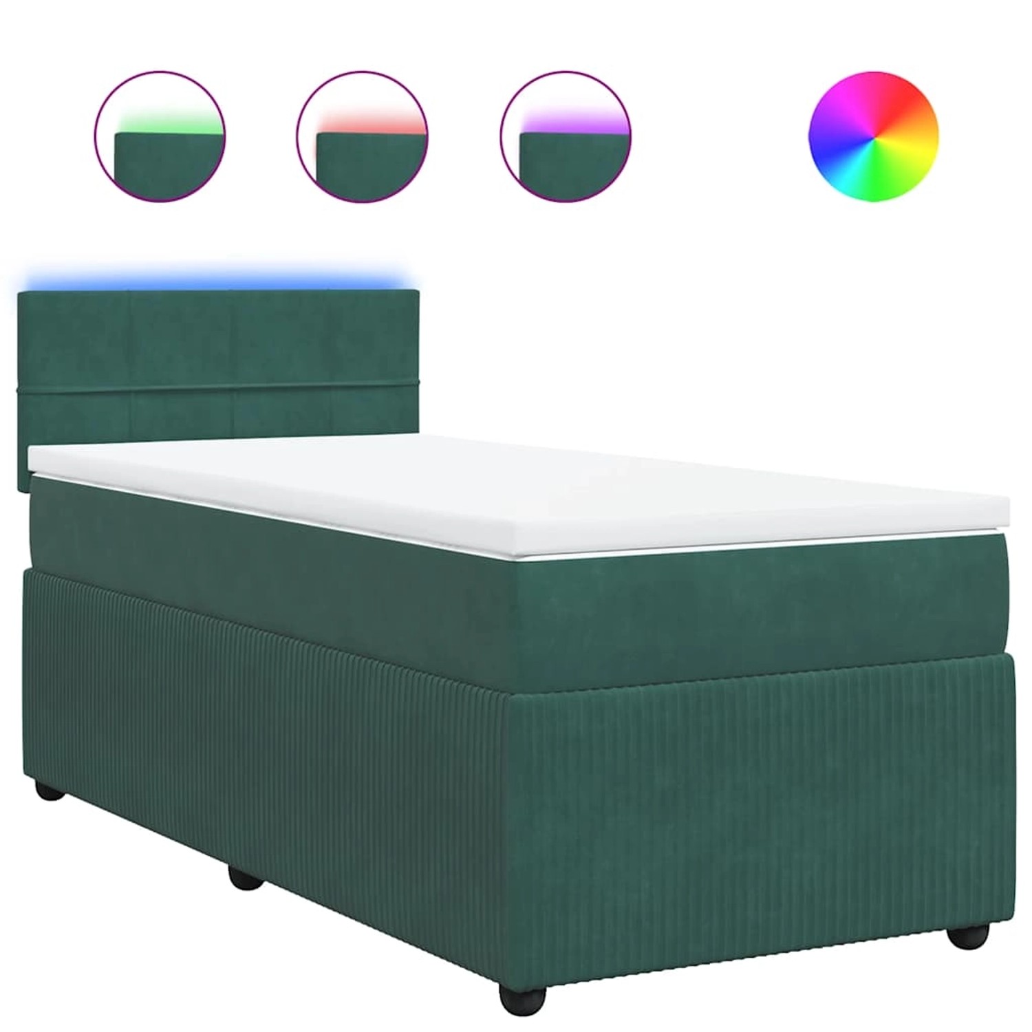 vidaXL Boxspringbett mit Matratze Dunkelgrün 90x190 cm Samt 3289929 günstig online kaufen
