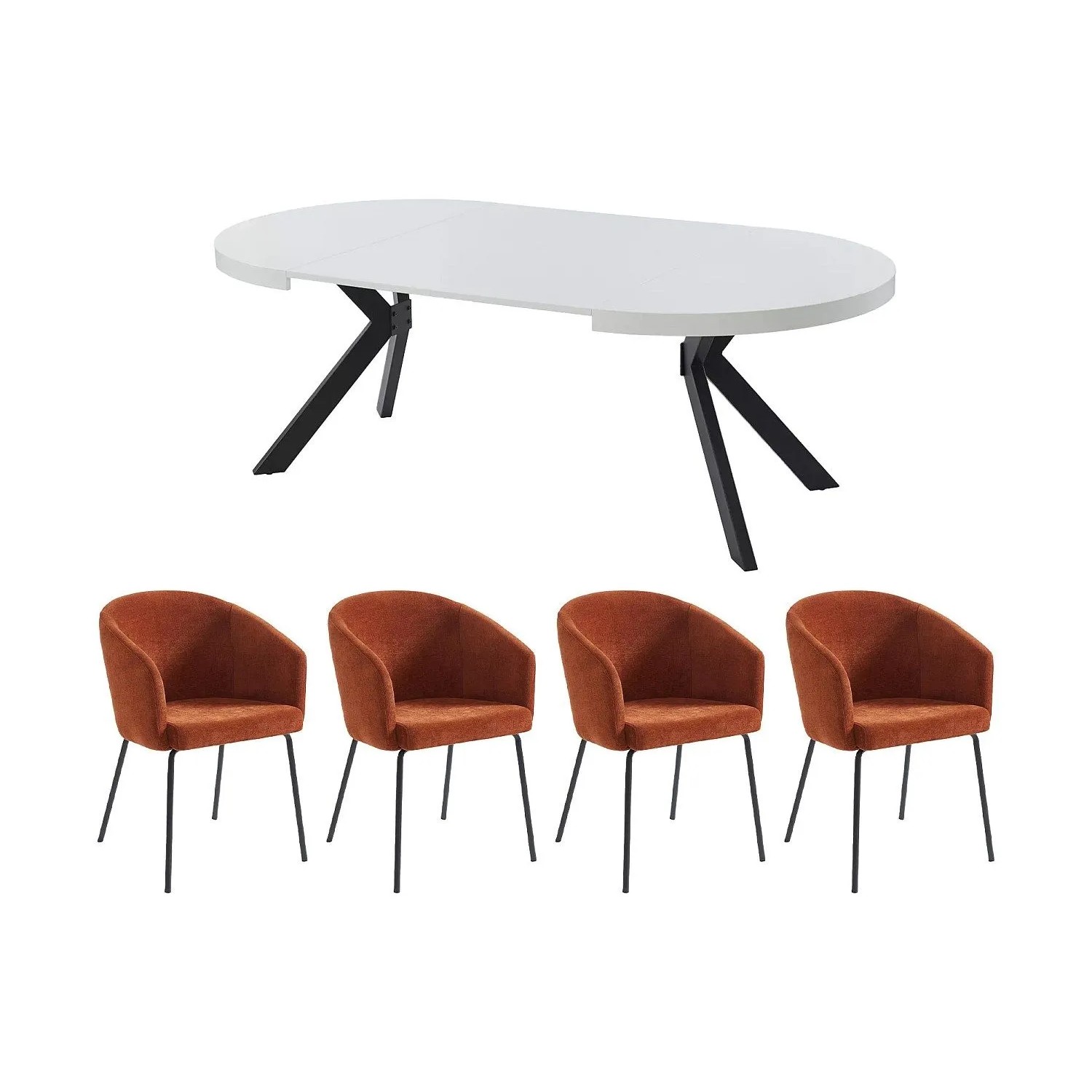Vente-unique Essgruppe Komoni Schwarz  Weiß 220 cm  120 cm