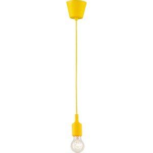 Gelbe Pendelleuchte aus Silikon mit E27 Fassung. Ideal für Kinderzimmer.