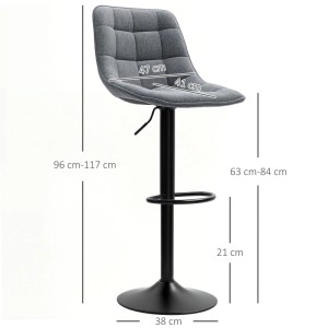HOMCOM Barhocker Polyester Dunkelgrau 53L x 47B x 96-117H cm