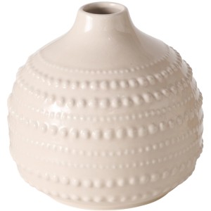 Beige Boltze Vase Meruna, 14 cm, mit Punktmuster aus Porzellan.