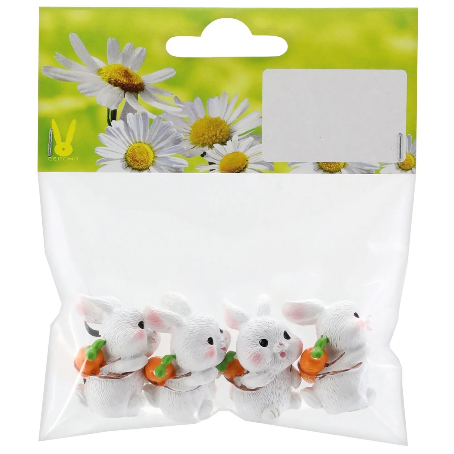 Osterdeko Hasen aus Polyresin 2 cm Weiß 4 Stück