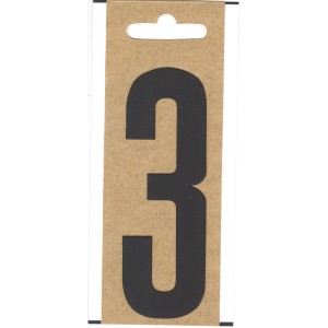 Schwarze Folien-Zahl 3, selbstklebend, 100 mm hoch, für Boote und Briefkästen.