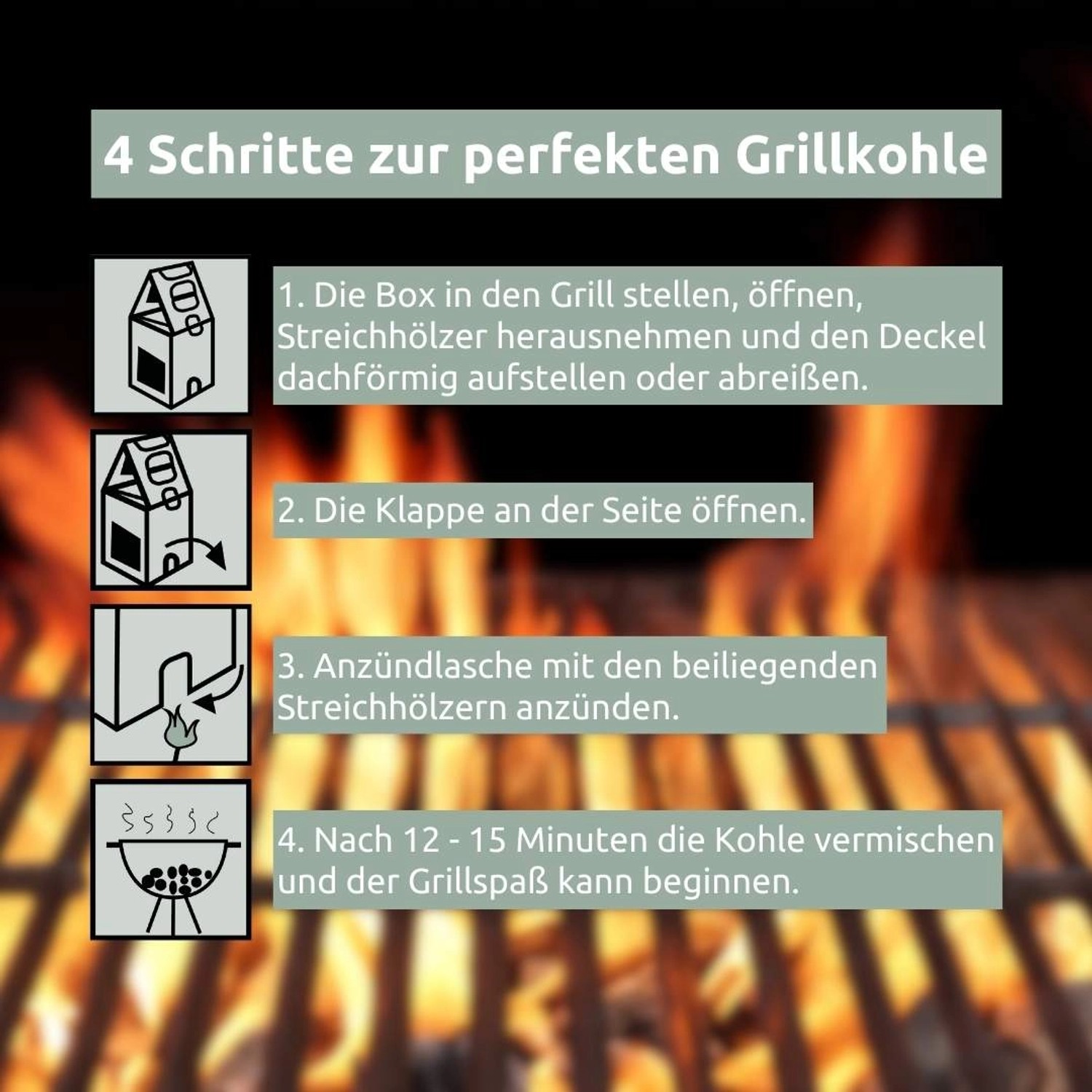 holz4home 6er SET Grillkohle Premium Light UP Box 4in1 Grillanzünder