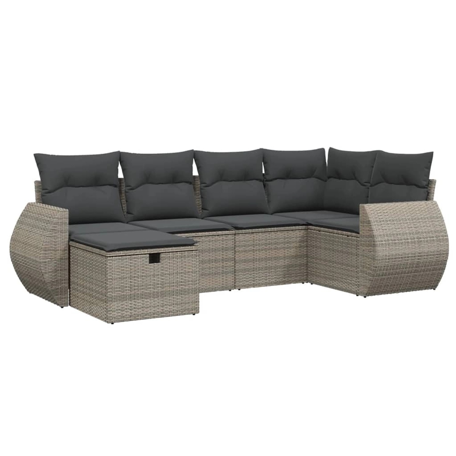 vidaXL 6-Tlg Garten-Sofagarnitur mit Kissen Grau Poly Rattan 3264106 günstig online kaufen