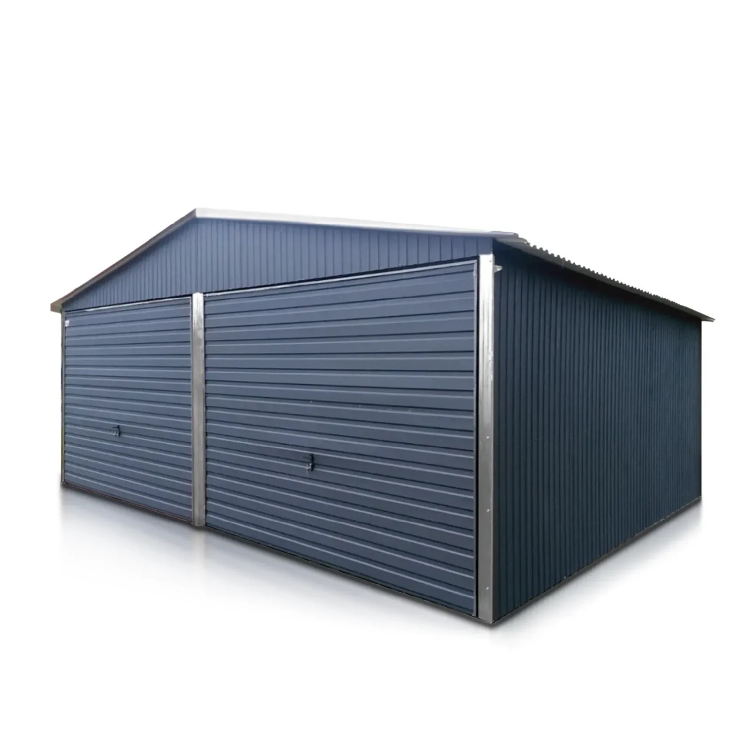 Liderstal Doppelgarage Standard aus Blech 600 x 500 cm Seitengiebel Schwingtor Graphit
