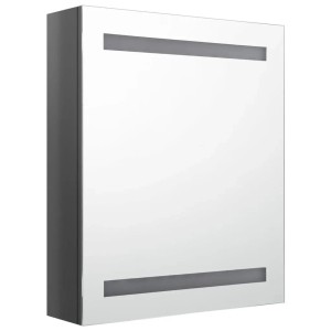 vidaXL LED-Spiegelschrank fürs Bad Glänzend Grau 50x14x60 cm 326483